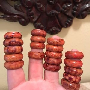 Various size wood ring collection